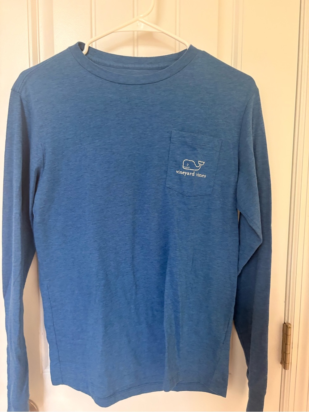 Vineyard Vines Heathered Blue Long Sleeve Pocket Tee